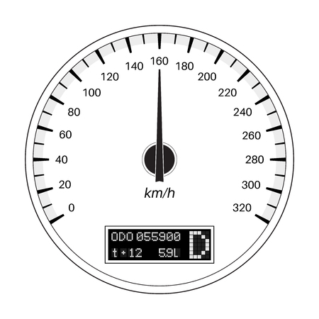 Speedometer. 160 km per hour. Outline flat illustrationのイラスト素材