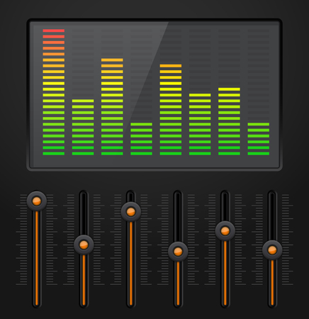 Sound equalizer with black vertical slidersのイラスト素材