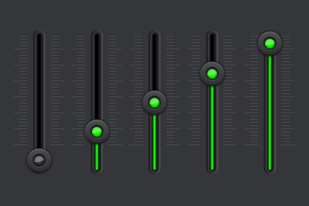 Black equalizer with green slider buttonsのイラスト素材