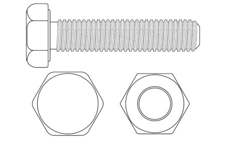 Bolt screw. Outline drawing. illustration isolated on whiteのイラスト素材