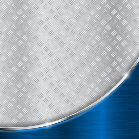 Metallic surface with blue shiny curved elementのイラスト素材