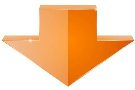 Orange DOWN arrow. Vector illustration isolated on white backgroundのイラスト素材