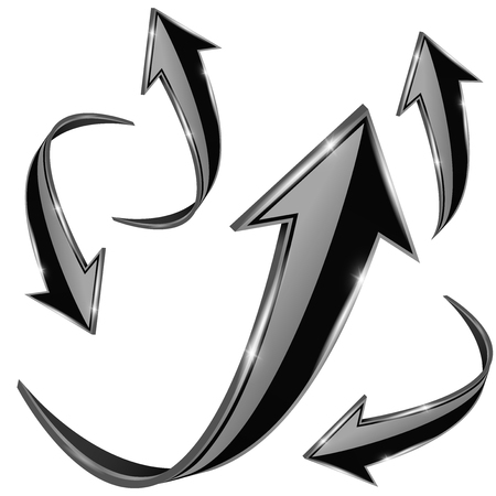 Arrow. Black 3d shiny signsのイラスト素材