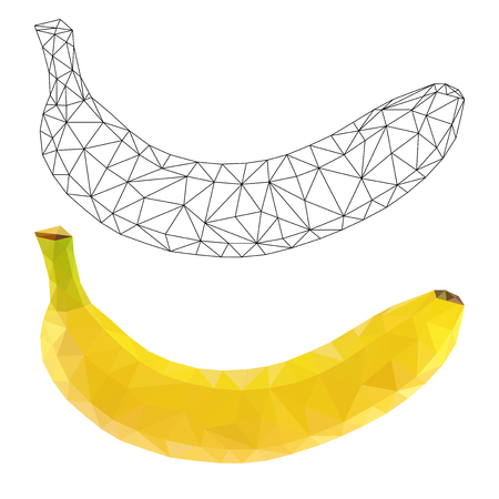 Banana. Polygonal illustration. Vector isolated on white backgroundのイラスト素材