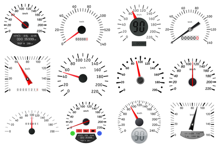 Speedometer and tachometer scales. Large collection design graphic illustration vectorのイラスト素材