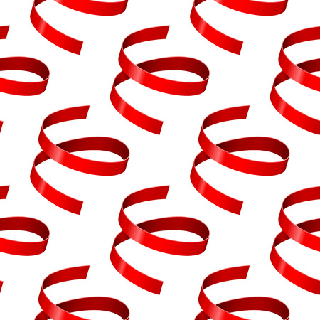 Shiny red ribbons. Seamless pattern on white background.のイラスト素材