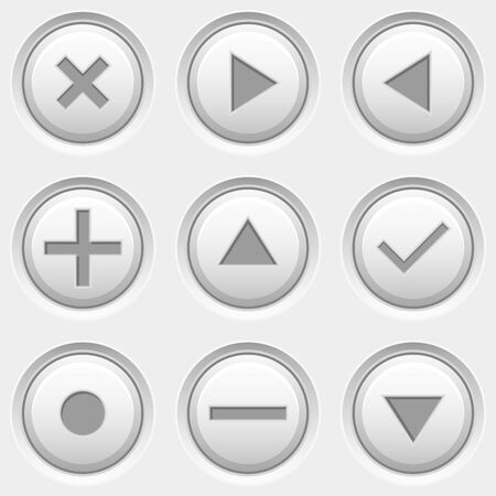 Round media and video control buttons. White iconsのイラスト素材