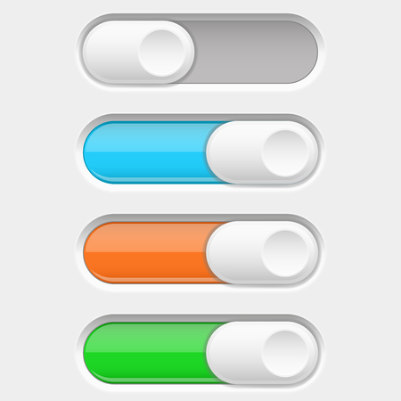 On and off slider buttons. Off and On colored buttonsのイラスト素材