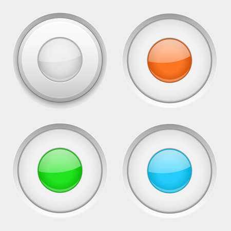 White round buttons. Normal and Active. Colored collectionのイラスト素材