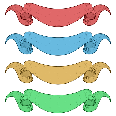 Ribbon banners in colored setのイラスト素材