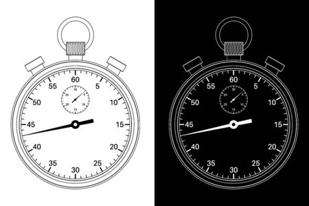 Stop watch. Black and white drawingのイラスト素材