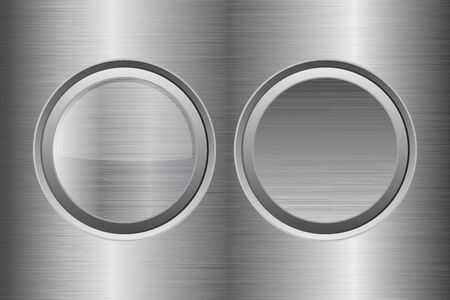Round buttons  Metal brushed texture  Vector 3d illustrationのイラスト素材
