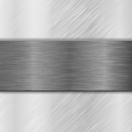 Metal background with iron brushed plate. Vector 3d illustrationのイラスト素材