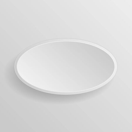 Oval white 3d button with shadow. Vector illustrationのイラスト素材