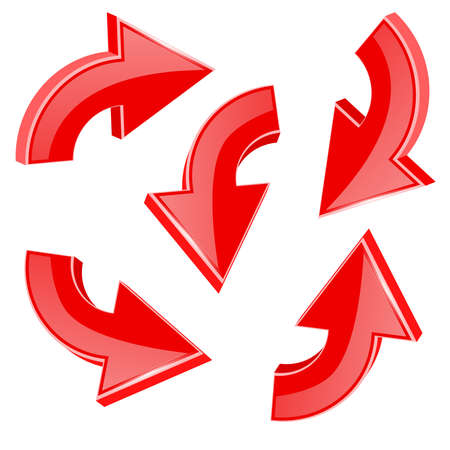 Red round curved arrows on realistic presentation.のイラスト素材