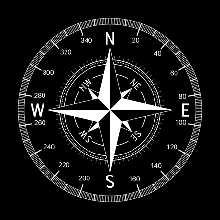 Compass on White illustration on black backgroundのイラスト素材