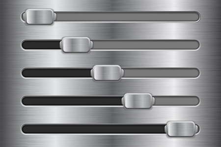 Metal interface slider buttons on realistic presentation.のイラスト素材