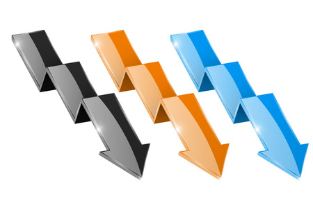 Colored shiny Down arrows. Financial graphicのイラスト素材