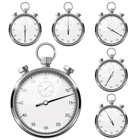 Stopwatch. Collection of metal watches with top button