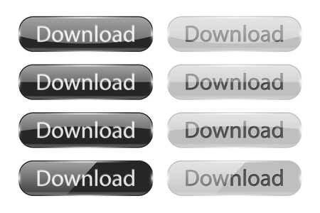 Download glass buttons. Black and white oval 3d web icons setのイラスト素材