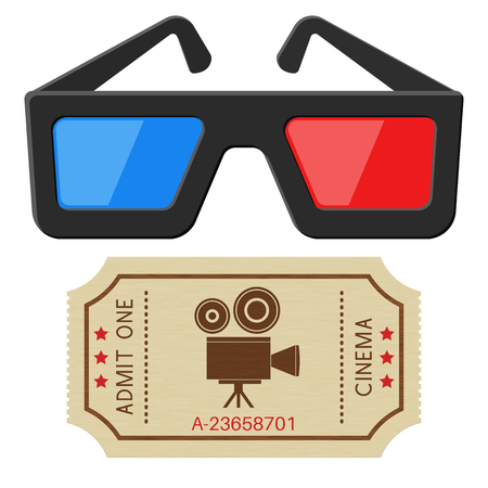 Cinema ticket and 3d glassesのイラスト素材