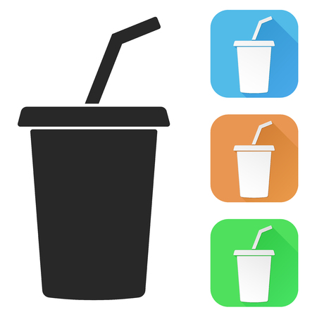Drink with straw. Colored iconsのイラスト素材