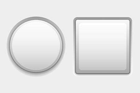 White buttons. Web interface blank buttons, round and squareのイラスト素材