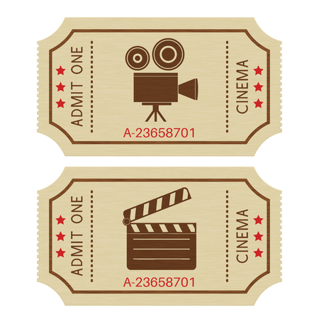 Cinema tickets. Old retro styled ticketsのイラスト素材