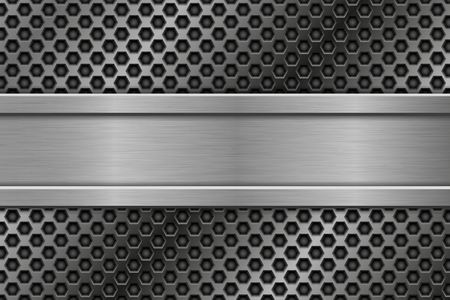Metal perforated background with metal plateのイラスト素材