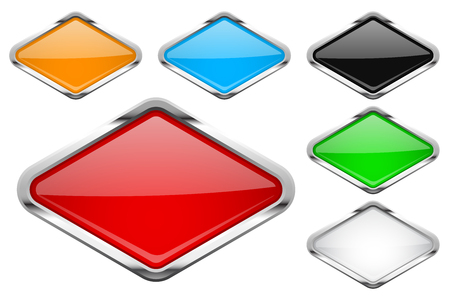 Illustration of a colored set of shiny rhombus shaped iconsのイラスト素材