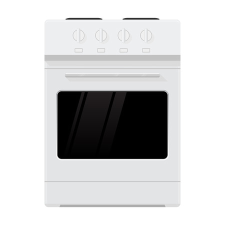 Kitchen stove. Domestic freestanding cooker. Flat design. Vector illustration isolated on white backgroundのイラスト素材