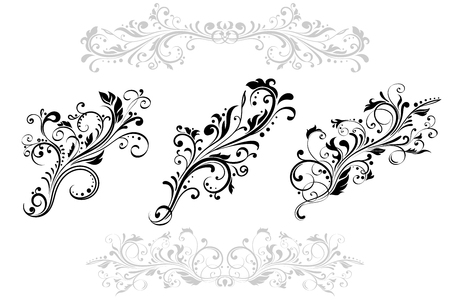 Floral decorative ornaments. Flower branch. Vector illustration isolated on white backgroundのイラスト素材
