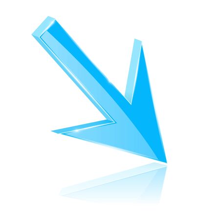 Arrow blue shiny 3d arrow with reflectionのイラスト素材
