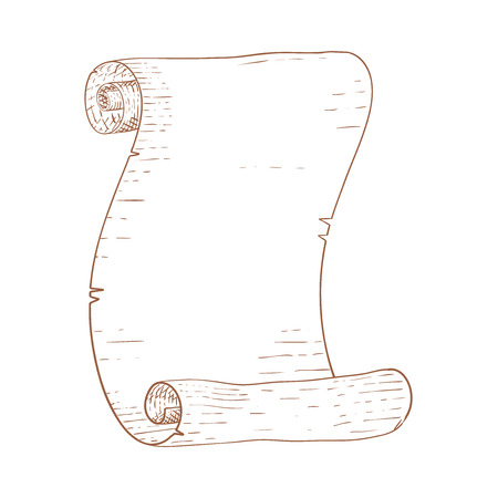 Parchment scroll. Brown hand drawn sketch Vector illustration.のイラスト素材