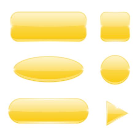 Yellow glass buttons. Collection of web iconsのイラスト素材