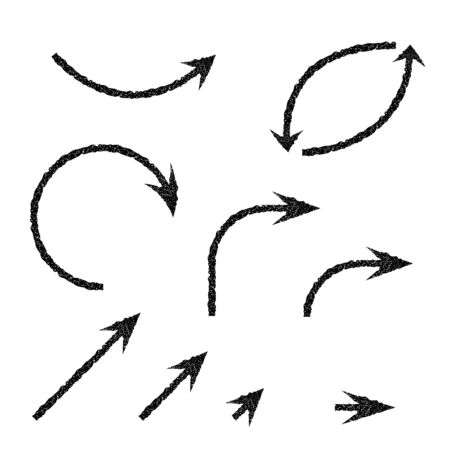 Black arrows set. Set of scratched crayon iconsのイラスト素材