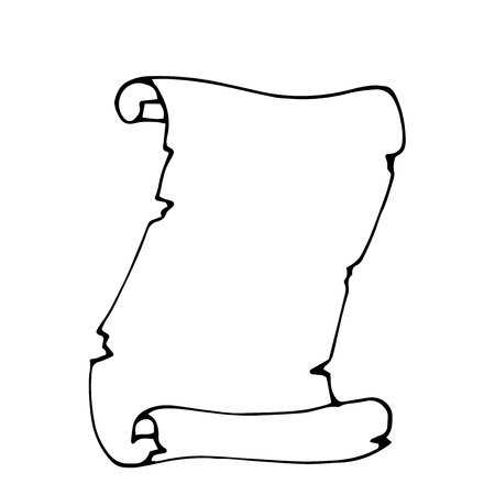 Parchment scroll. Outline icon. Hand drawn doodleのイラスト素材