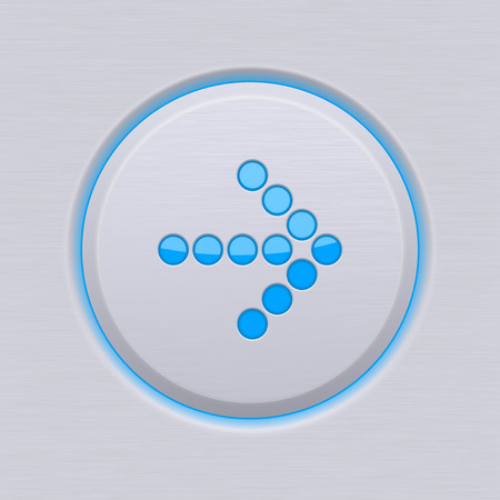 Blue dotted arrow on round gray button Vector illustration.のイラスト素材