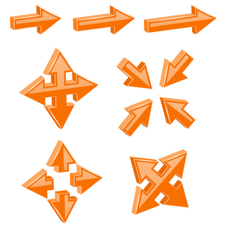 Orange 3d combo arrows. Different directionsのイラスト素材