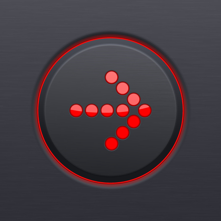 Red dotted arrow on round black buttonのイラスト素材