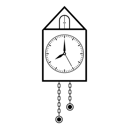 Clock. Retro pendulum clock. Outline drawing Vector illustration.のイラスト素材