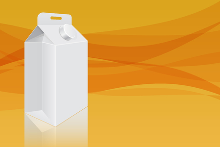 Milk cardboard packaging on yellow background. Universal liquid containerのイラスト素材