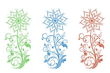 Flower. Filigree decorative illustration for invitations. Colored setのイラスト素材