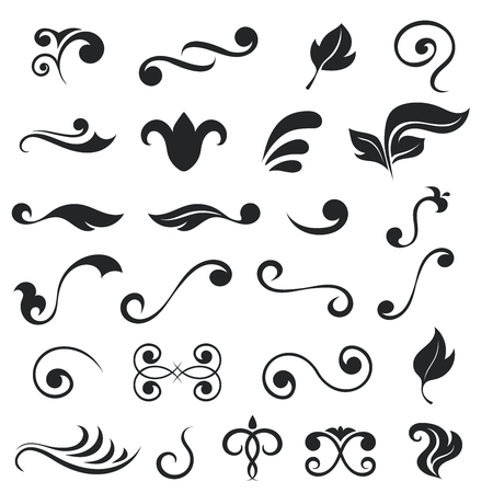 Design elements for floral vintage ornaments. Collection. Vector illustrationのイラスト素材