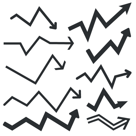 Arrows. Financial graph. Flat black signsのイラスト素材