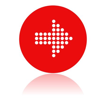 Round red icon with arrow and reflection.のイラスト素材
