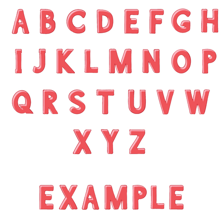 Red font. Alphabet letters. Hand drawn doodleのイラスト素材