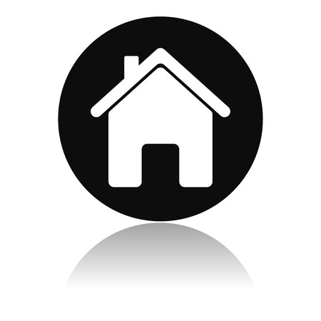 Home icon. Round black icon of a resedential house. Vector illustration isolated on white backgroundのイラスト素材