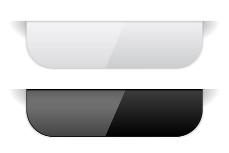 Black and white sticker labels with transparent shadowのイラスト素材