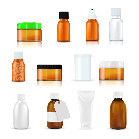 Medical and beauty product bottles and containersのイラスト素材